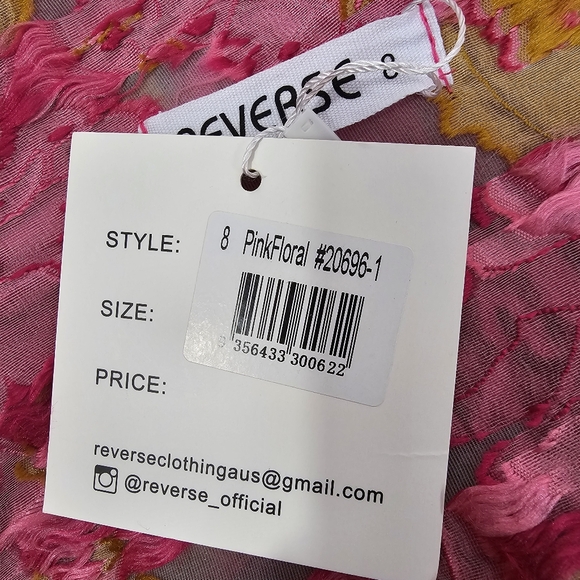 Reverse Brailey Pink Orange Floral Jaquard Mini Dress One Shoulder Wrap Front 8 - Picture 12 of 13